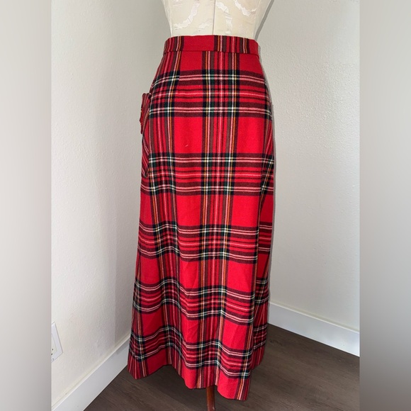 Vintage Abercrombie & Fitch Red Plaid Button-Front Maxi Skirt Size 8-READ - Picture 4 of 16